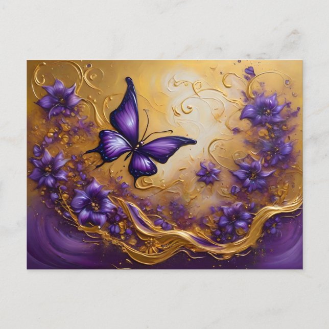Purple & Gold Butterfly # 3 Postkarte (Vorderseite)