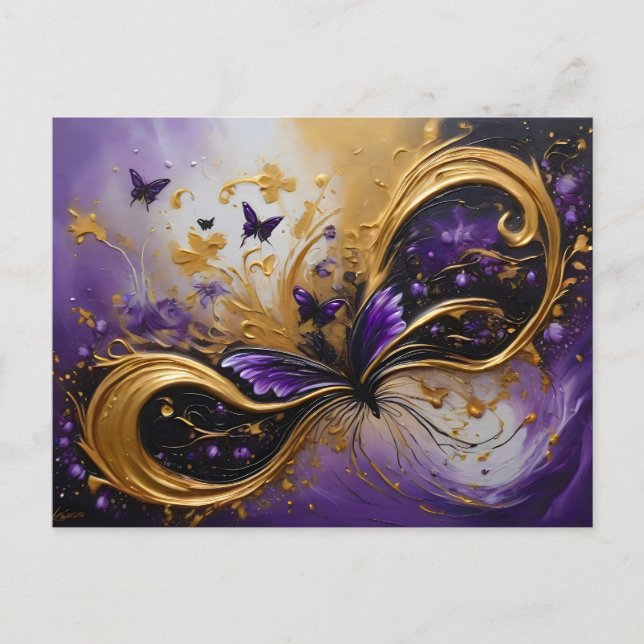 Purple & Gold Butterfly # 7 Postkarte (Vorderseite)