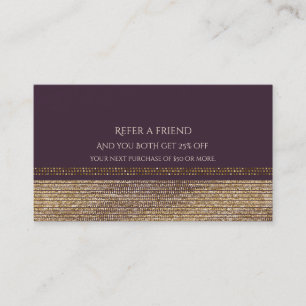 Purple Gold Chic Sparkling Glam Empfehle einen Fre Empfehlungskarte