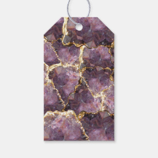 Purple Gold Crystal Collage Gift Tags Geschenkanhänger