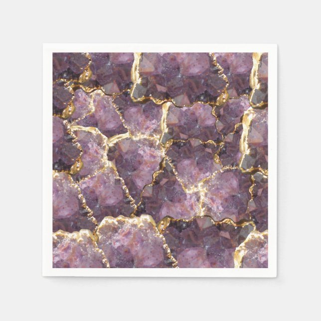 Purple Gold Crystal Collage Napkins Serviette (Vorderseite)