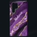 Purple Gold Glitter Marble Custom Your Name Samsung Galaxy Hülle<br><div class="desc">Samsung Galaxy Case or iPhone Case with Agate Purple Violet Gold Glitter Geode Custom Name Sparkle Marble Personalized Birthday - Anniversary or Wedding Gift / Suppliest - Add Your Name - Text or Remove - Make Your Special Gift - Resize and move or remove and add text / elements with...</div>