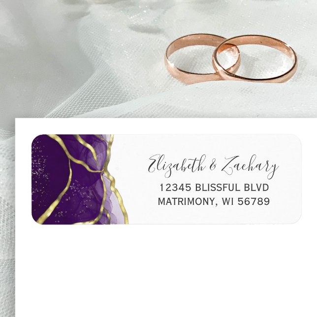 Purple Gold Ink Wedding Return Address (Von Creator hochgeladen)