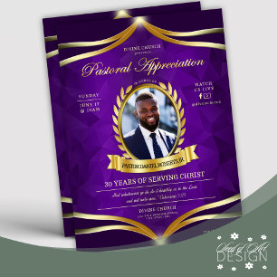 Purple Gold Pastoral Appreciation Church Service Flyer