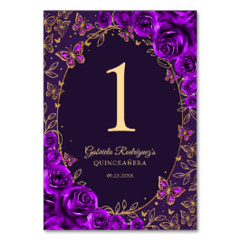 Purple Gold Quinceanera Tischnummer