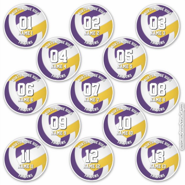 purple gold volleyball team stickers 13 athletes aufkleber (Vorderseite)