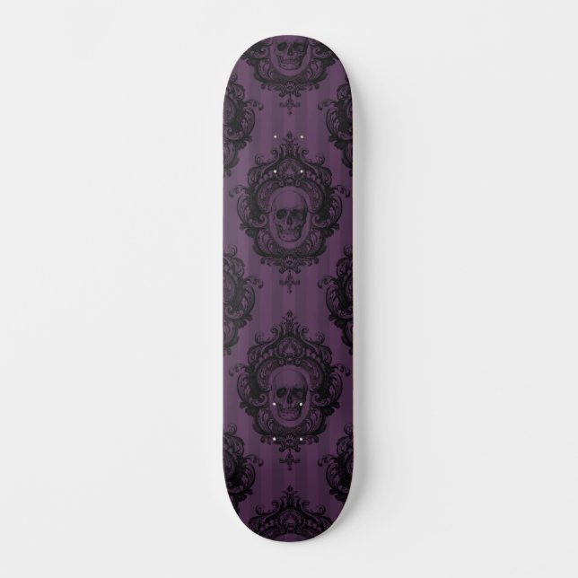 Purple Gothic Dark Digital Pattern Skateboard (Vorderseite)