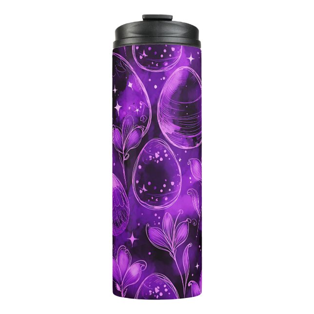 Purple Gothic Easter Pattern Thermosbecher (Vorderseite)