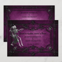 Purple Gothic Halloween wedding invitation