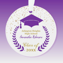 Purple Grad Cap and Laurel Graduation Ornament