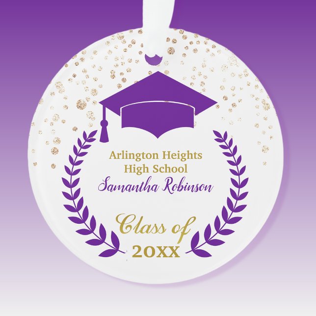 Purple Grad Cap and Laurel Graduation Ornament (Von Creator hochgeladen)