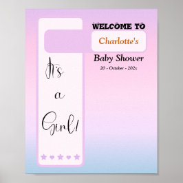 Purple Gradient Cute Eyeball Baby Shower Welcome Poster