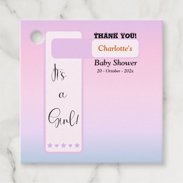 Purple Gradient Cute Eyeball Text Baby Shower Geschenkanhänger (Vorderseite)