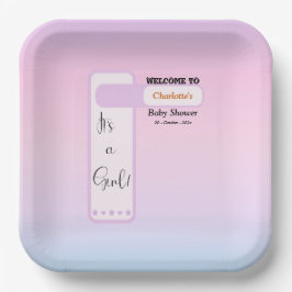 Purple Gradient Cute Eyeball Text Baby Shower Pappteller