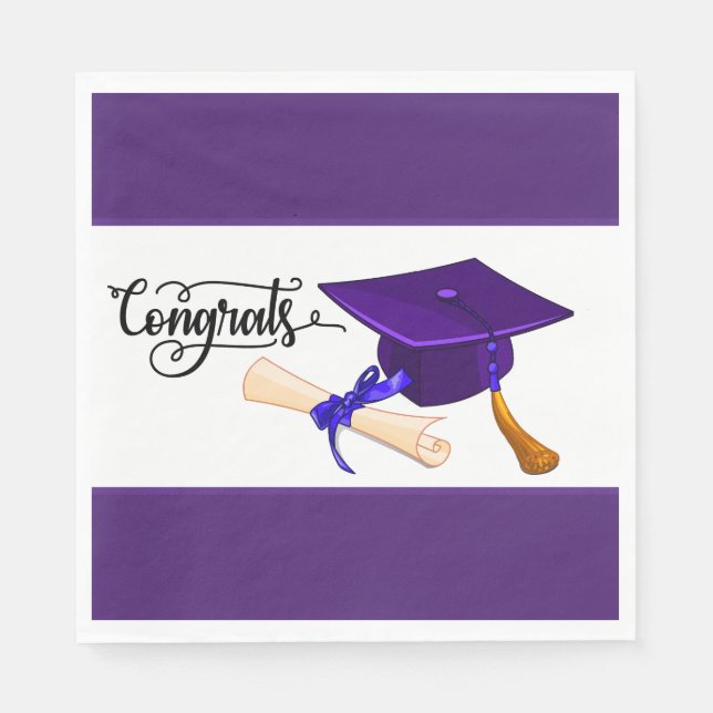 Purple Graduation Cap And Diploma  Serviette (Vorderseite)