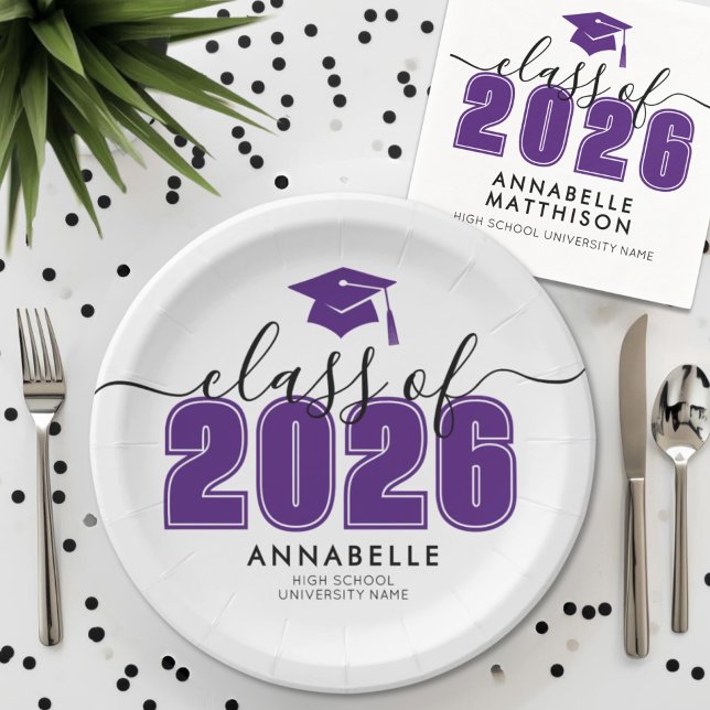 Purple Graduation Party Pappteller (Purple Graduation Party Paper Plates)