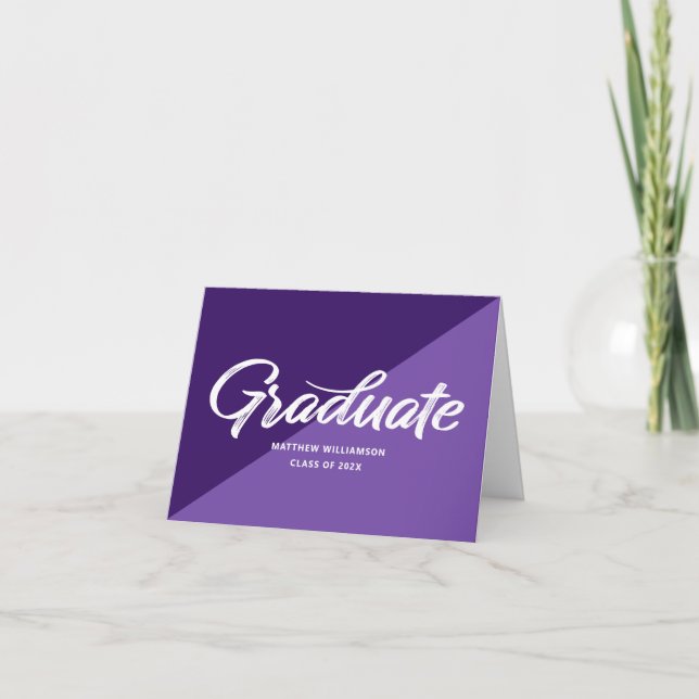 Purple Graduation Retro Bold Script Cap Icon Dankeskarte (Vorderseite)