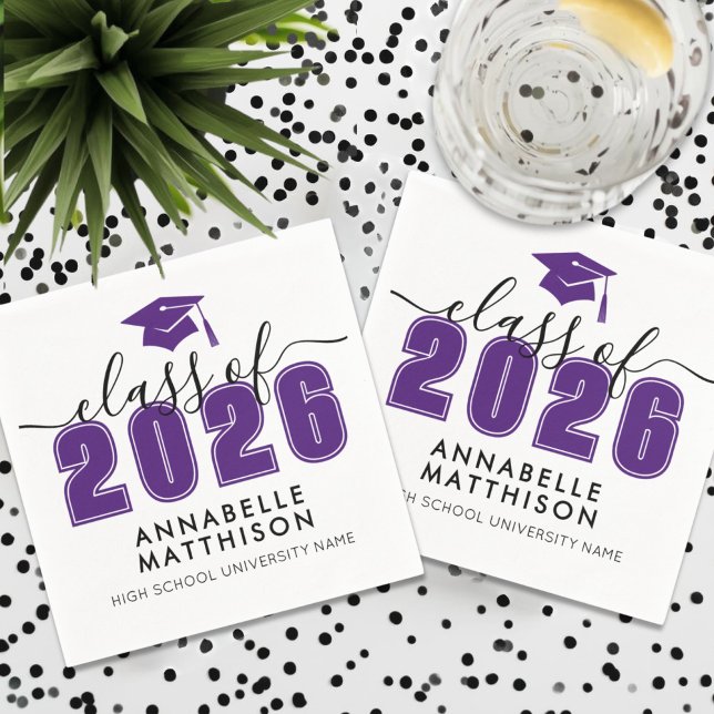Purple Graduation Serviette (Graduate Purple Graduation Napkins)