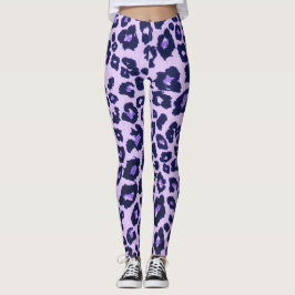Purple Gray Black Leopard Animal Print Leggings
