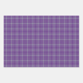 Purple Gray Plaid Tartan Geschenkpapier Set