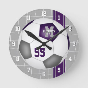 purple gray team colors varsity stripes soccer runde wanduhr