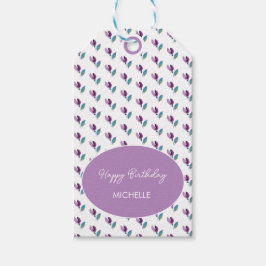 Purple Green Floral Watercolor Hand-painted Geschenkanhänger