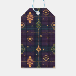 PURPLE GREEN GOLD CHRISTMAS PLAID PATTERN GESCHENKANHÄNGER