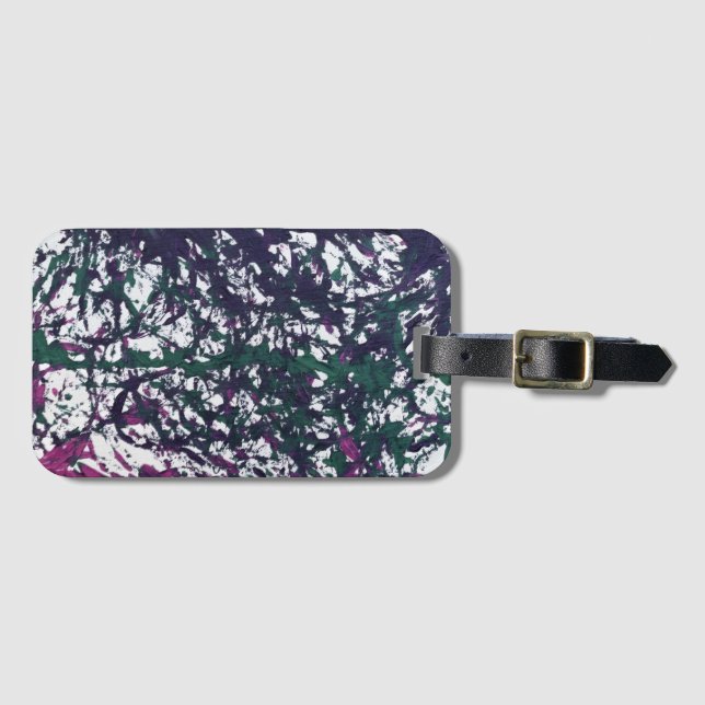 Purple, Green, Pink, Marble Artwork Gepäckanhänger (Vorderseite (Horizontal))