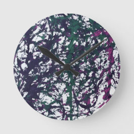 Purple, Green, Pink, Marble artwork Runde Wanduhr