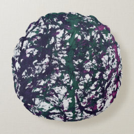Purple, Green, Pink, Marble artwork Rundes Kissen
