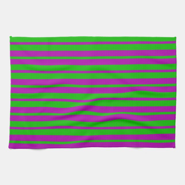 Purple Green Stylish Stripes Pattern Design  Geschirrtuch (Horizontal)