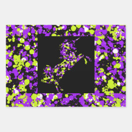 Purple Green Unicorn Splattered Paint  Geschenkpapier Set