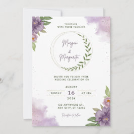 Purple & Green Watercolor Wedding Invitation Einladung