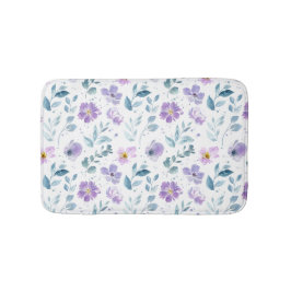 Purple Green Watercolor Wildflower Badematte