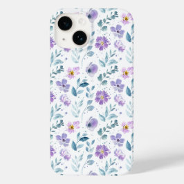 Purple Green Watercolor Wildflower Case-Mate iPhone 14 Hülle