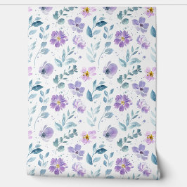 Purple Green Watercolor Wildflower Tapete