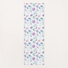 Purple Green Watercolor Wildflower Yogamatte