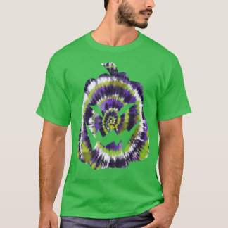 Purple Green White Tie Dye Halloween Jack O Lanter T-Shirt