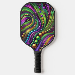 PURPLE GREEN YELLOW MARDI GRAS WAVES & BEADS PICKLEBALL SCHLÄGER