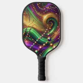 PURPLE GREEN YELLOW MARDI GRAS WAVES & BEADS PICKLEBALL SCHLÄGER
