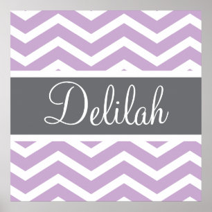 Purple Grey Gray Chevron Custom Poster