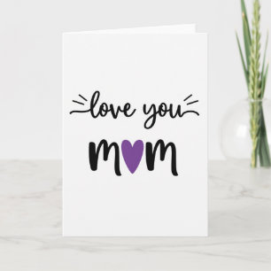 Purple Heart Mom Love You Karte