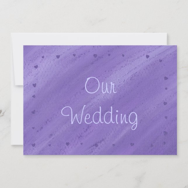 Purple Hearts on Blended Purple Wedding Einladung (Vorderseite)