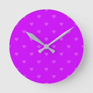 Purple Hearts Runde Wanduhr