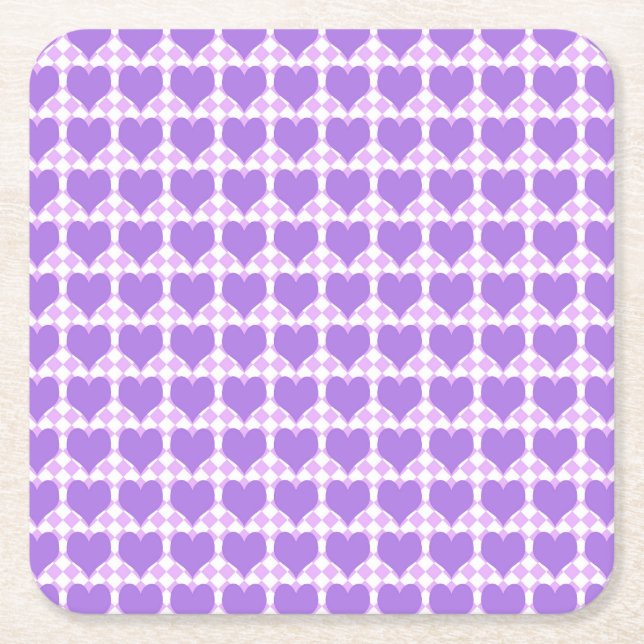 Purple Hearts Seamless Pattern Rechteckiger Pappuntersetzer (Vorderseite)
