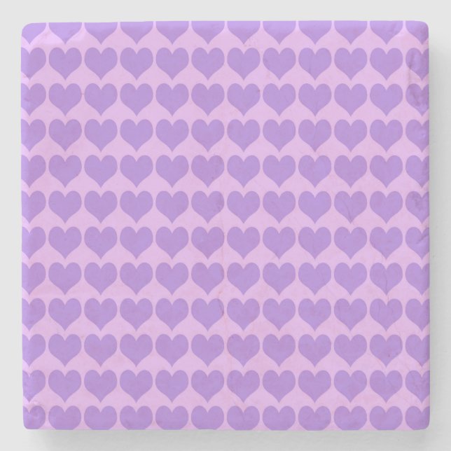 Purple Hearts Seamless Pattern Steinuntersetzer (Vorderseite)