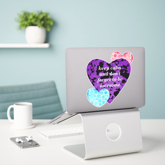 purple hearts vibrant red love aufkleber (Laptop auf Schreibtisch)