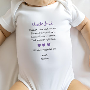 Purple Hearts Werden Sie der Pate meines Kindes An Baby Strampler