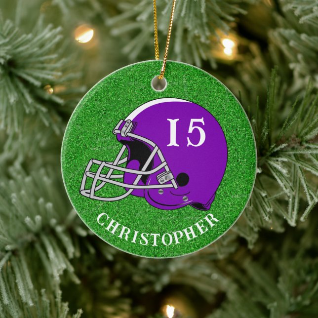 Purple Helmet Christmas   Ceramic Ornament (Baum)