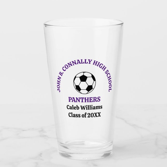 Purple High School Fußballmannschaft Personalisier Glas (Vorderseite)